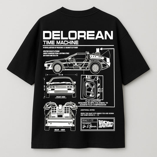 DeLorean Time Machine Blueprint Tee β Back to the Future Edition