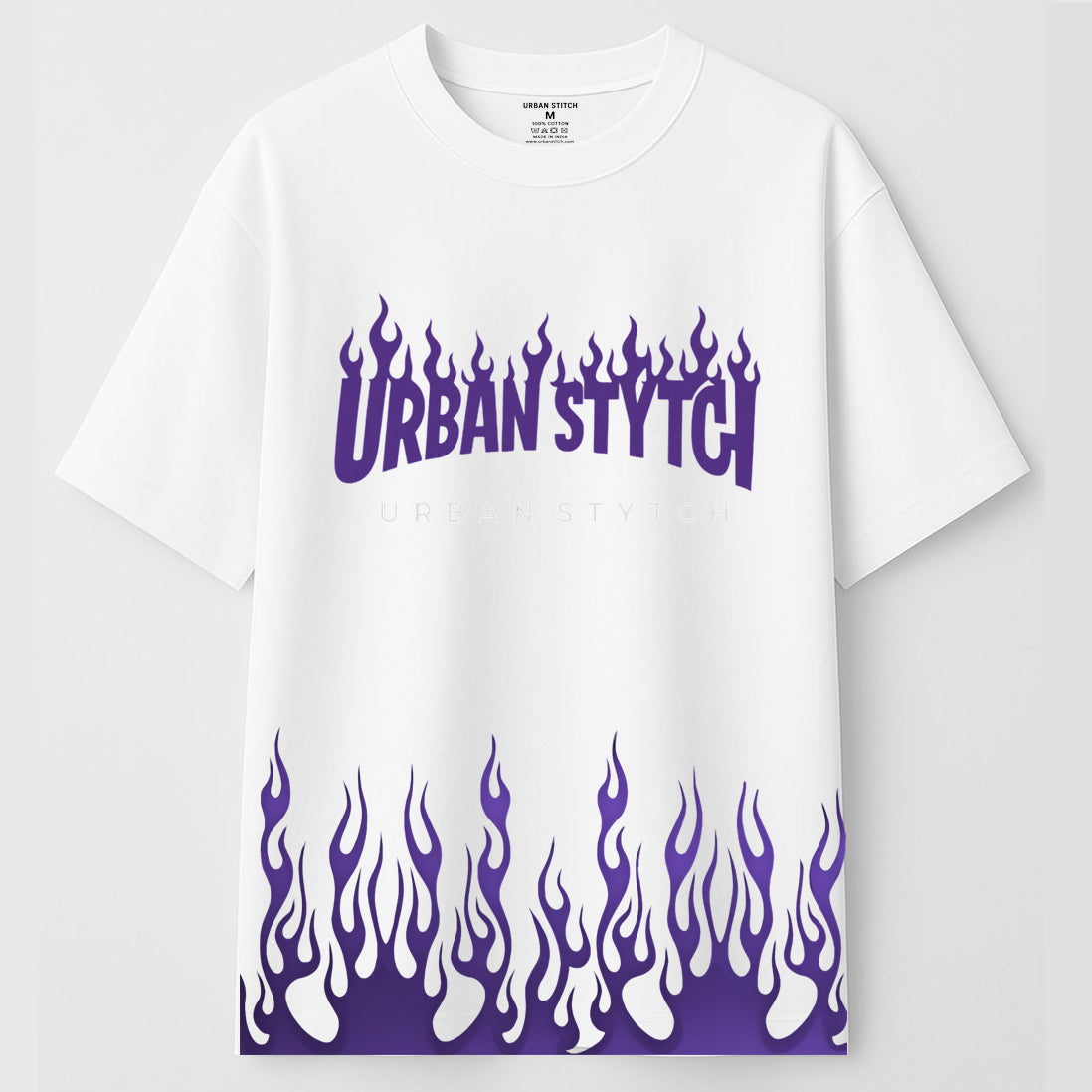 Urban Stytch Purple Flame Oversized T-Shirt