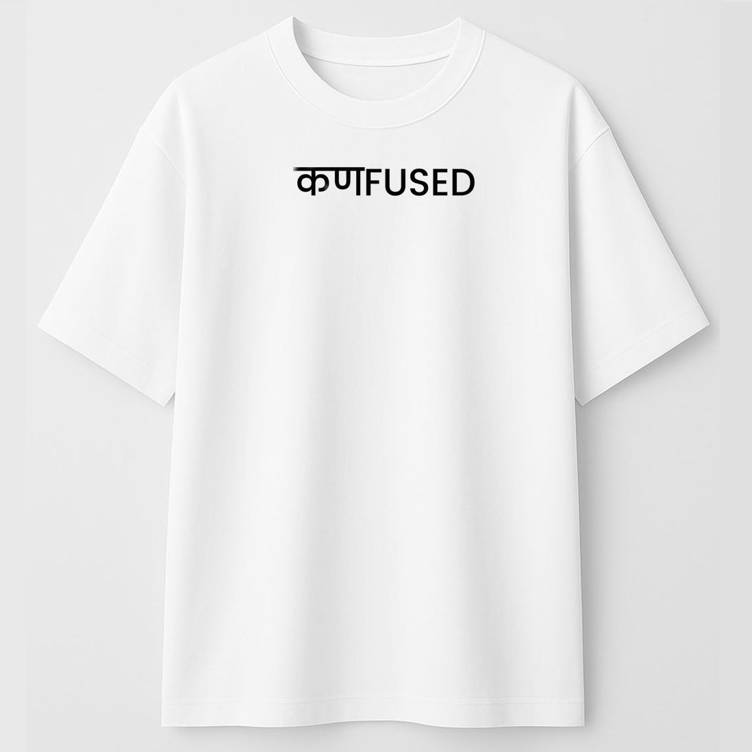 Confused Hinglish Typography Tee – Quirky Black 230GSM OVERSIZE T-Shirt