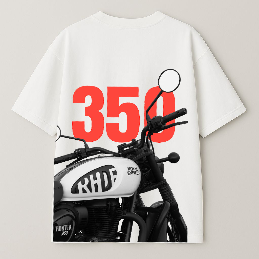 Royal Enfield. Hunter 350 Graphic OVERSIZE Tee – Black/White