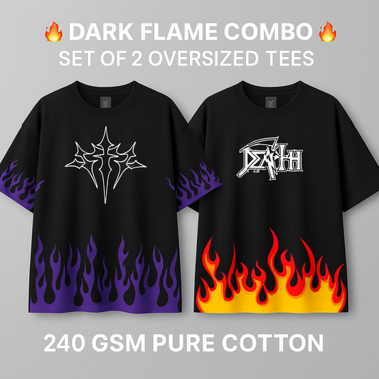 🔥 Dark Flame Combo - Set of 2 Oversized Tees 🔥