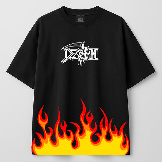 🔥 Death Flame Graphic Tee – Unisex Oversized T-Shirt