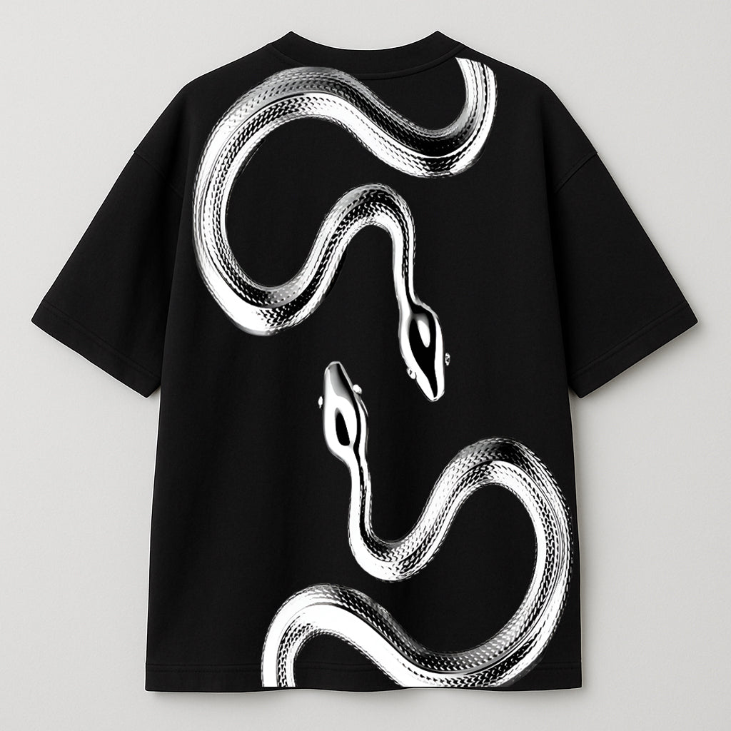 Chrome Twin Serpent Oversized T-Shirt – UrbanStytch Street Edition