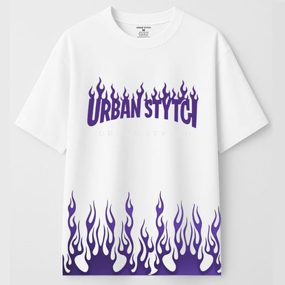 Urban Stytch Purple Flame Oversized T-Shirt