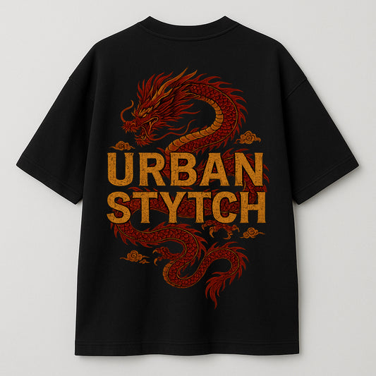 🔥 URBAN STYTCH Dragon Print Premium Streetwear Tee