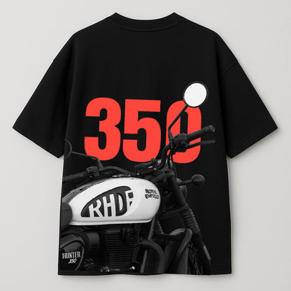 Royal Enfield. Hunter 350 Graphic OVERSIZE Tee – Black/White