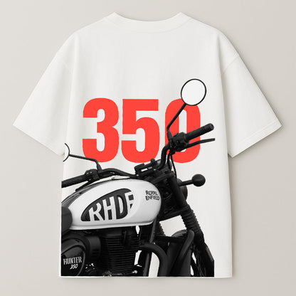 Royal Enfield. Hunter 350 Graphic OVERSIZE Tee – Black/White